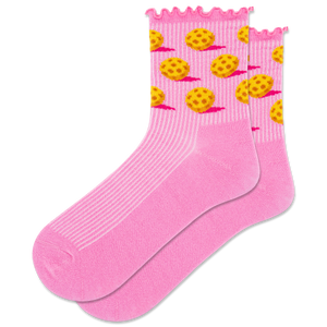 HOTSOX Women's Pickleball Lettuce Edge Crew Socks
