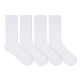Four white socks arranged in a row on a white background thumbnail