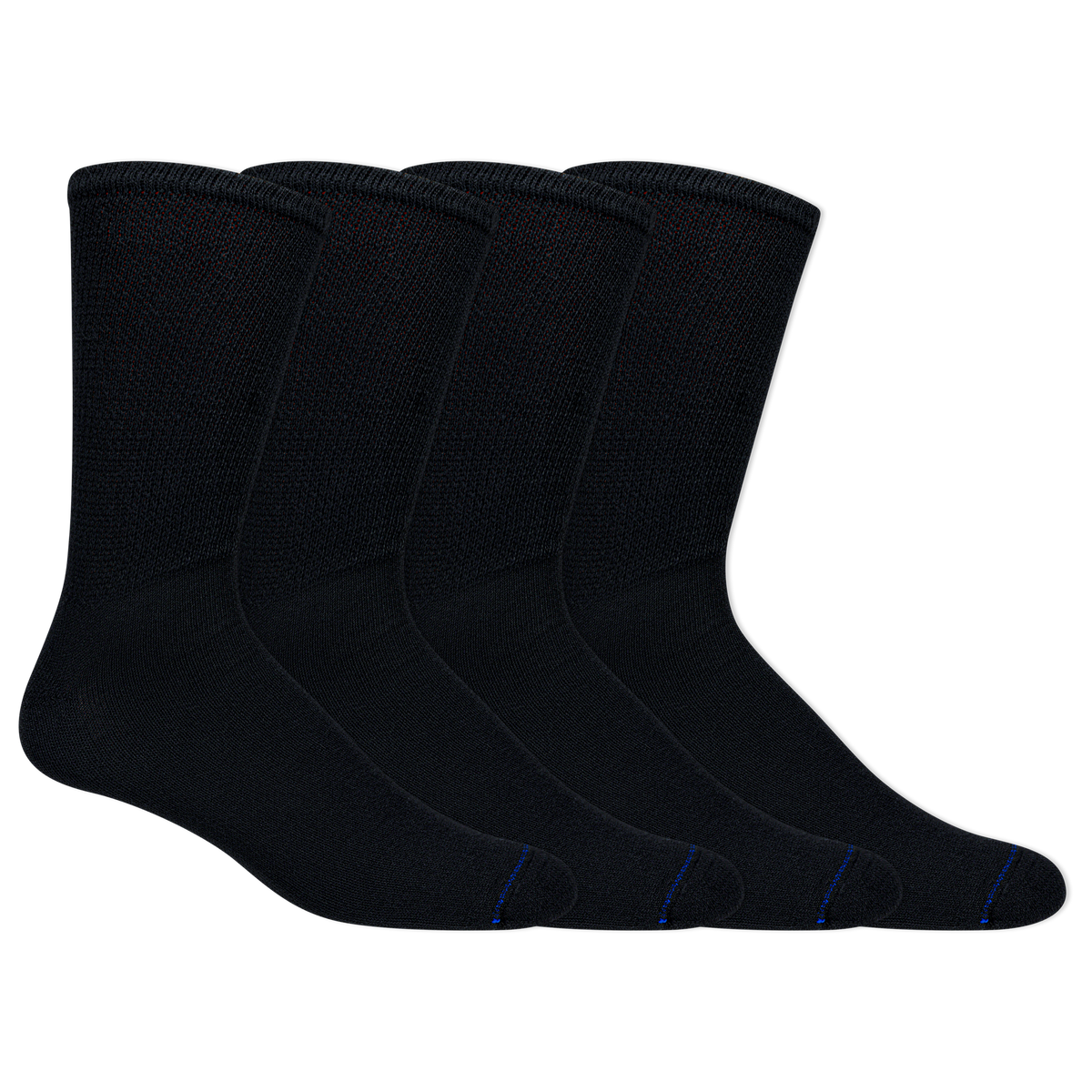 Three pairs of black socks on a white background
