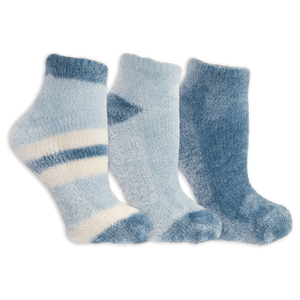 Dr. Scholl's Women's Soothing Spa Chenille Gripper Low Cut Socks 3 Pair Pack - Lavender & Vitamin E Infused, Cozy Comfort