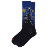 Black socks with a Starry Night design on a white background thumbnail