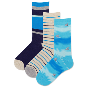 HOTSOX Kids' Shark Theme Crew Sock 3 Pack