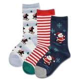 HOTSOX Kid's Skating Santa 3 Pack Crew Socks