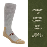 Gray and brown sock with feature text on a green background thumbnail
