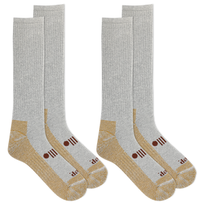 Two pairs of gray Jeep socks with beige accents on a white background