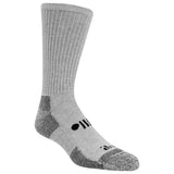 Gray sock with a brand logo on a white background