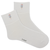 White socks with ice cream cone design and 'k.bell' branding on a white background thumbnail