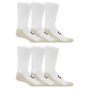 Set of six white socks with beige toes and heels on a white background