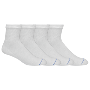 Four pairs of white quarter socks displayed side by side.
