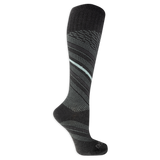 Dr. Scholl's women's black compression socks featuring an abstract white striped pattern.