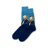 Pair of socks with a design of a famous painting on a white background