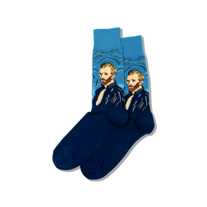 Pair of socks with a design of a famous painting on a white background