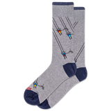 Gray sock with ski lift design on a white background