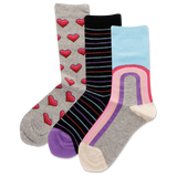 Assorted HOTSOX Kid's Rainbow Heart 3 Pack Crew Socks thumbnail