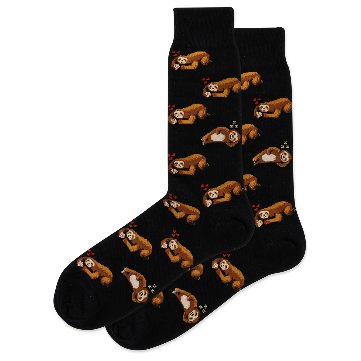 Black HOTSOX Men's Pizza Sloth Crew Socks