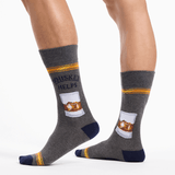 Gray socks with whiskey graphic and text on a white background thumbnail