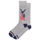 Gray sock with American flag and eagle design on a white background thumbnail