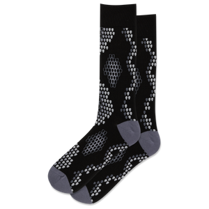 Black socks with gray pattern on a white background