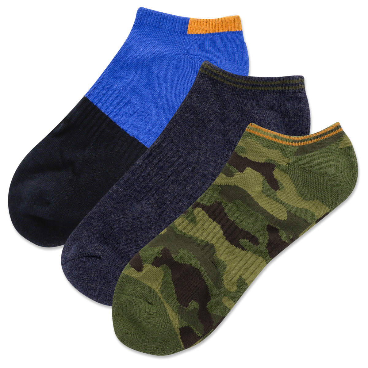 Olive HOTSOX Men's Camouflage Low Cut 3 Pack Socks