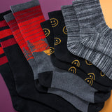 Set of socks with smiley face patterns on a gradient background thumbnail