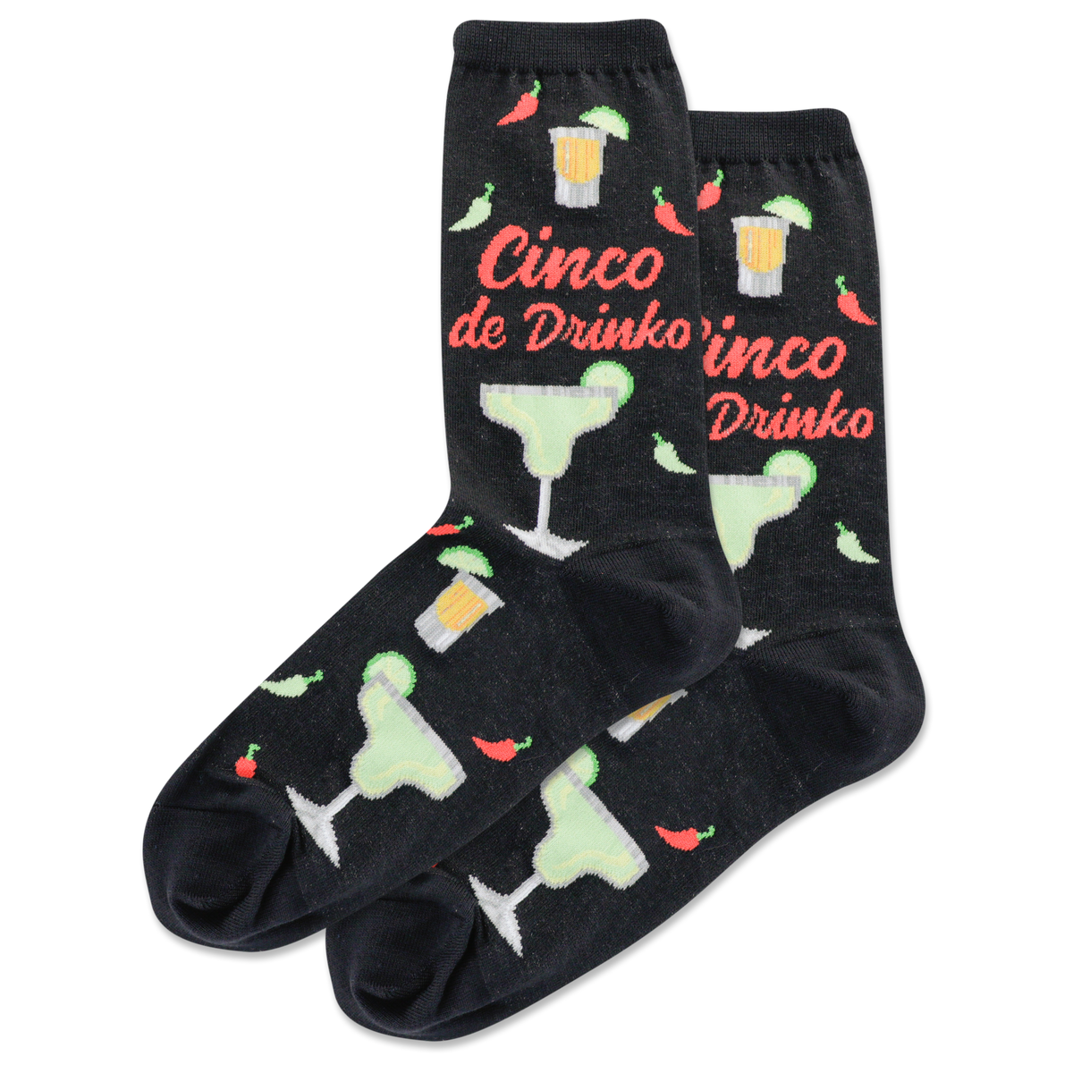 Black HOTSOX Women's Cinco de Drinko Crew Sock