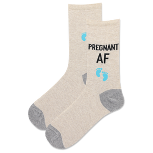 Natural Melange HOTSOX Women's Pregnant AF Crew Sock