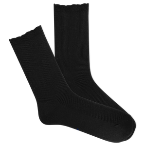 Pair of black microfiber socks on a white background