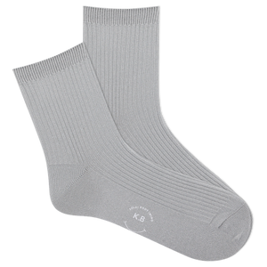 Pair of metallic silver socks on a white background