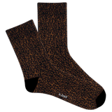 Pair of women's brown leopard print socks with 'k.bell' branding on a white background thumbnail