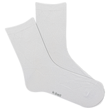 White socks with argyle textured pattern on a white background