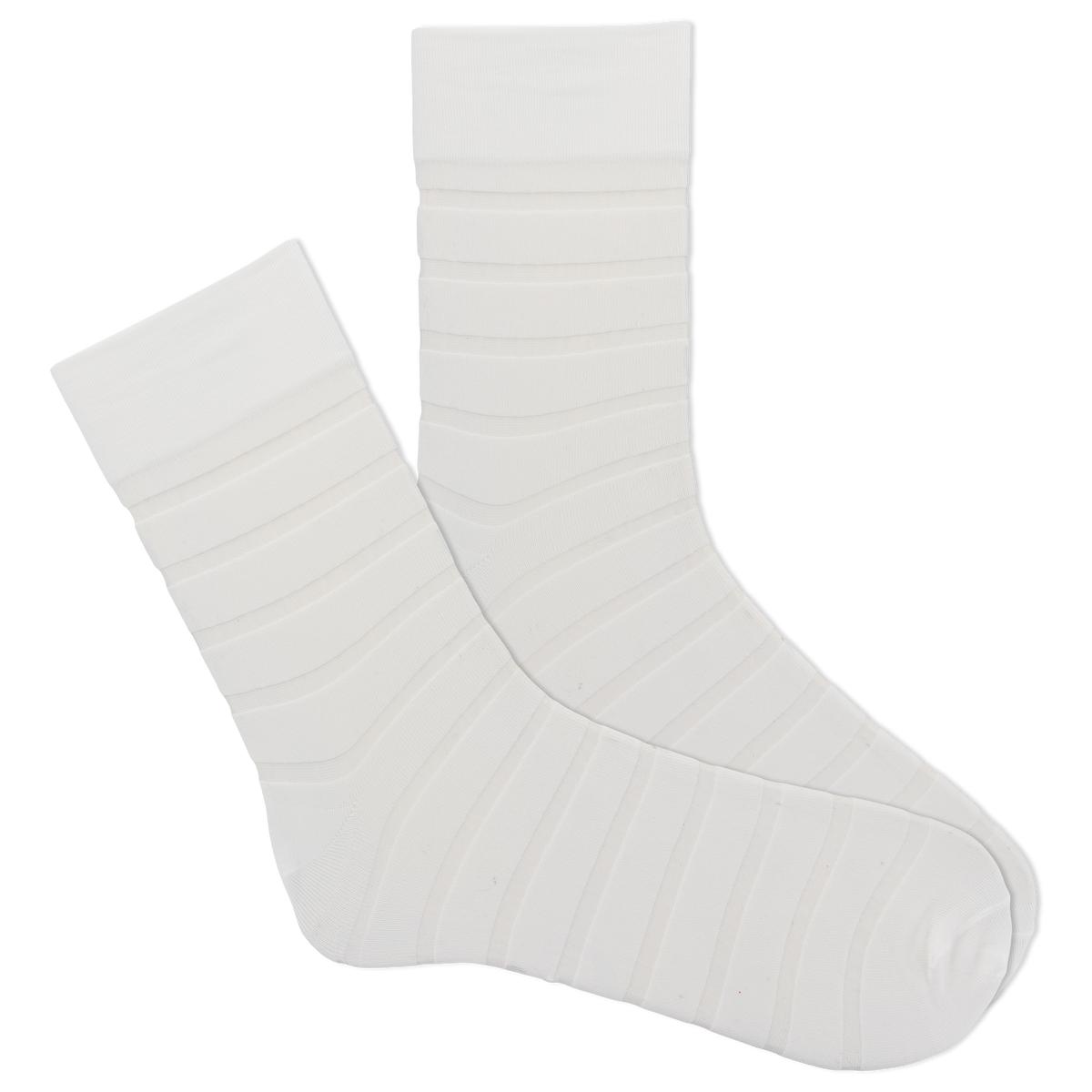 Sheer striped white sock on a white background