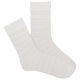 Sheer striped white sock on a white background