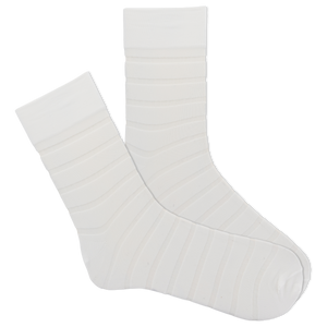 Sheer striped white sock on a white background